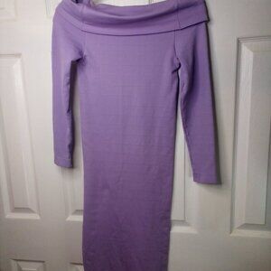 Venus Dress Women XS Cowl Neck Long Sleeve Bodycon Stretch Purple
